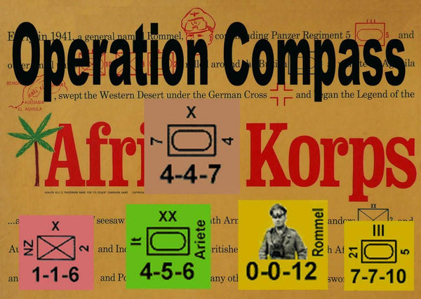 Variant Counters Operation Compass \ Afrika Korps (Avalon Hill), New Map Art!